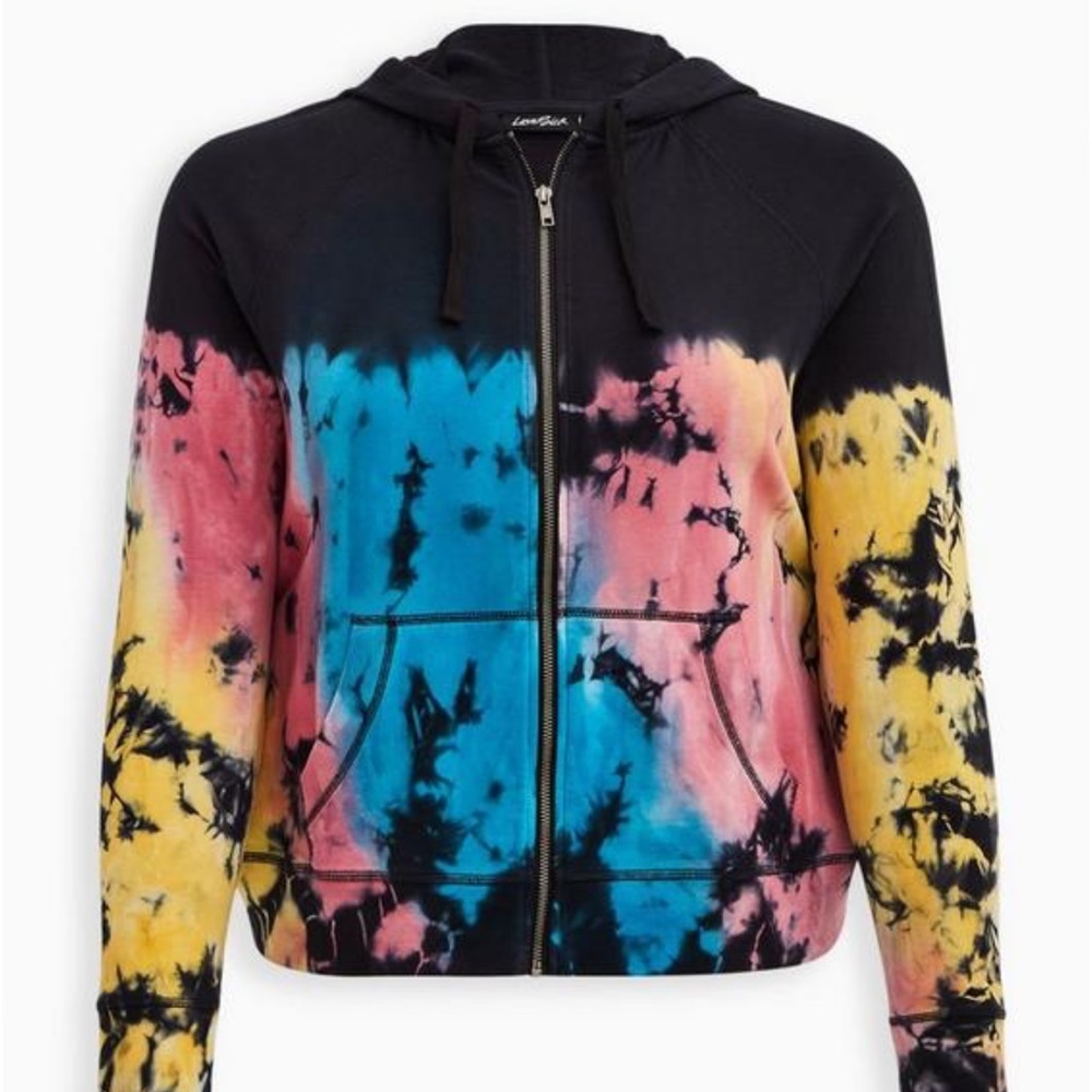 Torrid LoveSick Faded Wash Zip Up Hoodie & Shorts - Picture 2 of 4